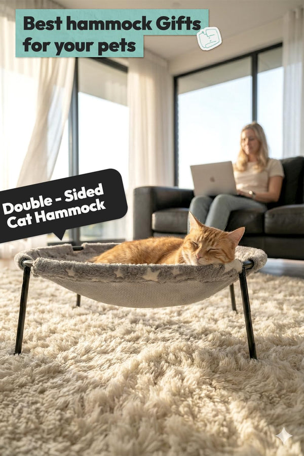 Elevated Cat Bed, Glow-In-The-Dark Fabric Cat Hammock Bed for Large Indoor Cats, Machine Washable & Breathable Cover, Tool Free Easy Assembly, up to 66Lbs (Gray, L)7