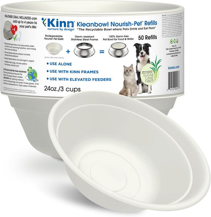 Kinn Kleanbowl Pet Bowl Stainless Steel Frame, 8 Oz (Pack of 1) | Compostable Refills, Spill-Proof Stable, Disposable, Easy Cleaning, No Plastic15