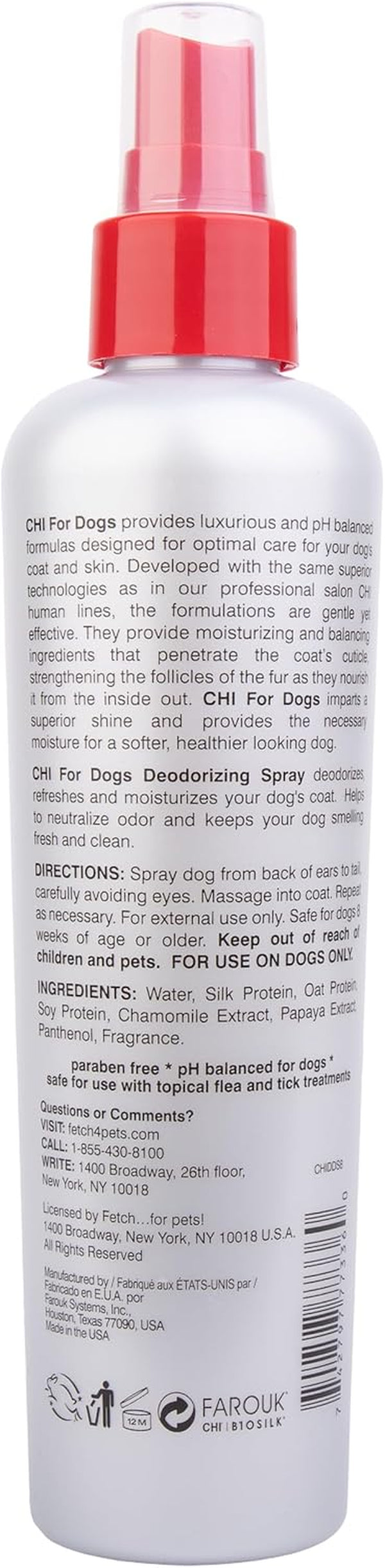 CHI for Dogs Deodorizing Spray, Unscented, 8 Fl Oz | Refreshes Coats and Reduces Odor between Baths While Moisturizing Fur7