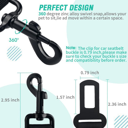 COOYOO Dog Seat Belt, Durability Retractable Dog Car Harness Adjustable Dog Seat Belt for Vehicle Nylon Pet Safety Seat Belts Heavy Duty & Elastic (1 Pack Black)5