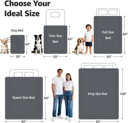 LOOBANI Waterproof Blanket for Bed, Soft Flannel Twin Bed Blanket 60" X 80" | Dog Pet Blankets for Large Dogs, Reversible Spill-Proof Throw for Couch Cover, Movie Time, Camping, Travel, Noise Free, Grey7