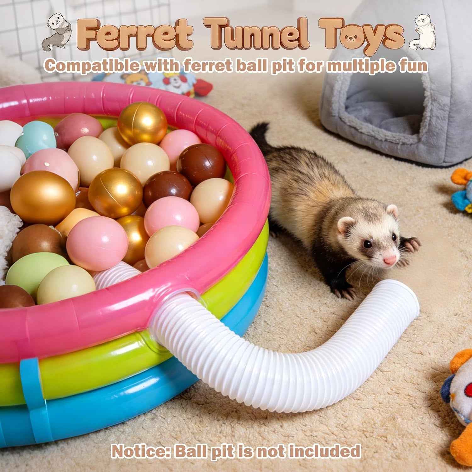 mity-rain-ferret-toys-with-3-balls-inclueded-collapsible-tunnel-tube-accessories-for-ferrets-guinea-pigs-hamsters-expandable-interactive-toys-supplies-for-small-pets