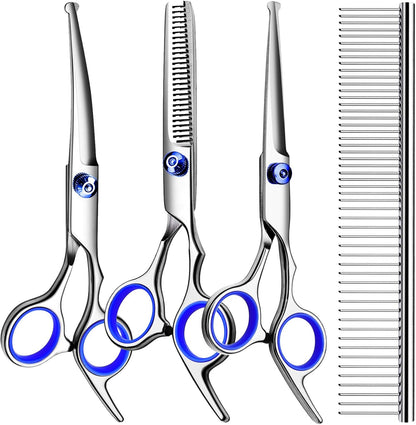 TINMARDA Dog Grooming Kit, Professional Stainless Steel Dog Grooming Scissors with Curved Shears, Pink Finger Rings - 4 Piece Sharp Durable Pet Shears for Dogs Cats at Home Salon-Quality Grooming10