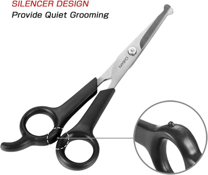 Chibuy Professional Pet Grooming Scissors with round Tip Stainless Steel Dog Eye Cutter for Dogs and Cats, Professional Grooming Tool, Size 6.70" X 2.6" X 0.43" 1. Grey2