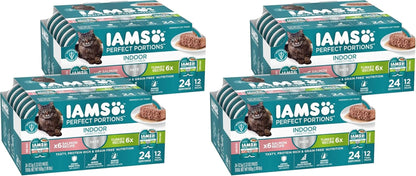 IAMS Perfect Portions Pate Wet Cat Food, Salmon & Turkey, 12 Count, 2-Pack | Grain-Free, Antioxidant Vitamin E for Immunity, Prebiotic Fiber for Digestion, Snap-Peel-Serve 2.6 Oz. Twin-Pack Trays12