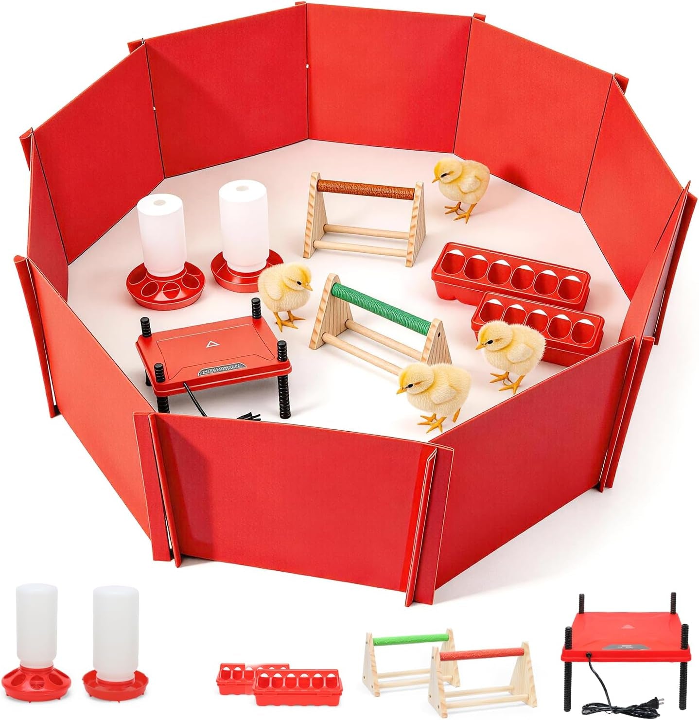 chick-brooder-box-small-animal-playpen-chick-starter-kit-brooding-playpen-with-chicks-heating-plate-perch-feeder-waterer-for-duck-and-quail-chicken-supplies