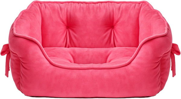 Cute Princess Dog Bed Pink Puppy Bed for Small Dogs Breathable Cat Couch Bowknot Pet Cushion Comfortable Kitten Nest Girl Doggy Sofa, Waterproof Bottom (Pink)10