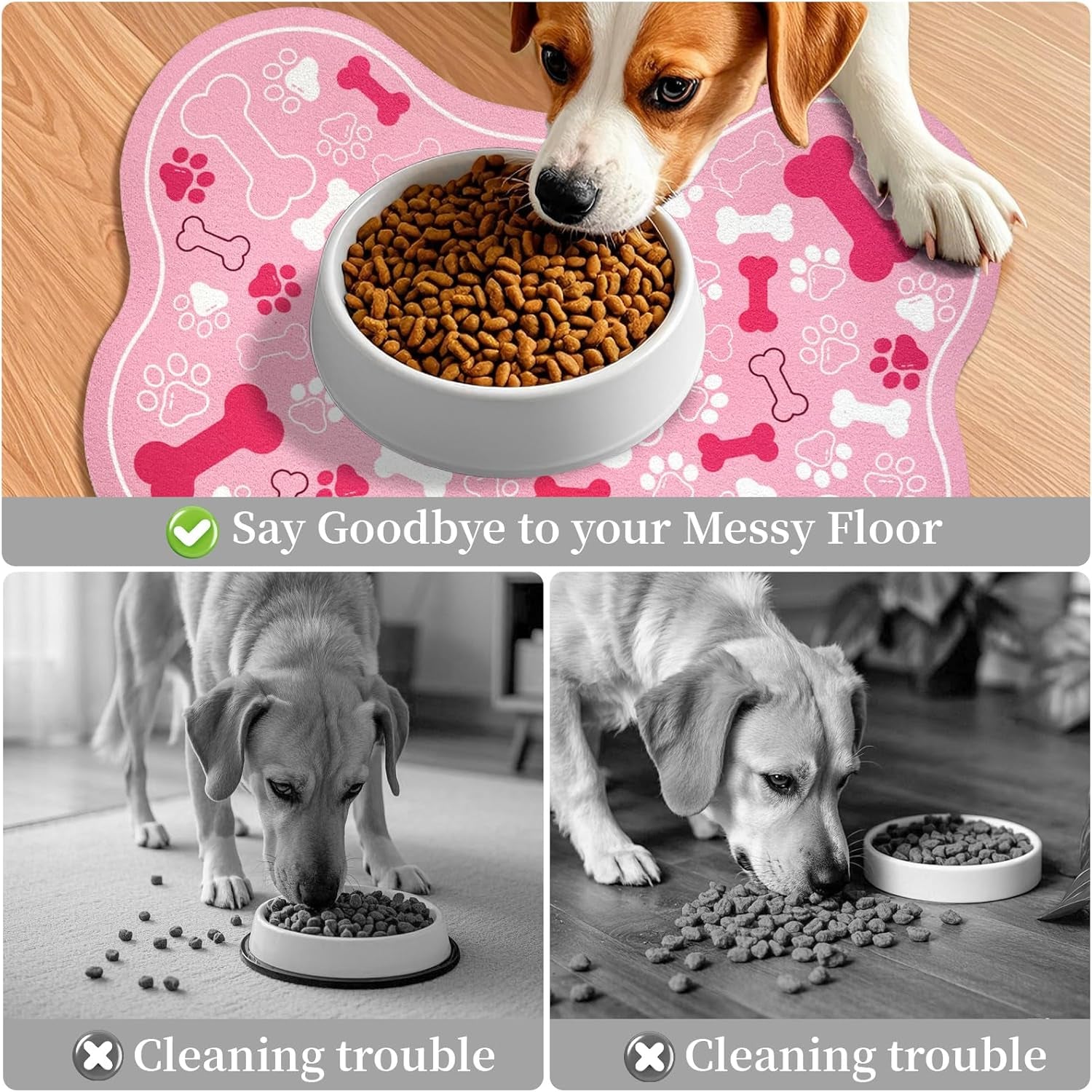 dog-cat-food-mat-bone-shaped-pet-feeding-mat-quick-absorb-water-bowl-placemat-with-rubber-backing-indoor-floor-stain-resistant-pet-accessory-supplies-light-pink-small-12x18-inches