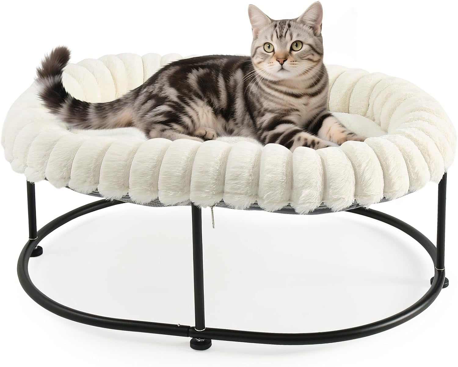 sunhoo-elevated-cat-bed-for-indoor-cats-raised-kitten-hammock-large-high-puppy-cot-off-floor-self-supporting-small-pet-chair-with-metal-frame-washable-cushion-easy-assembly-23-17-8-3-in-white