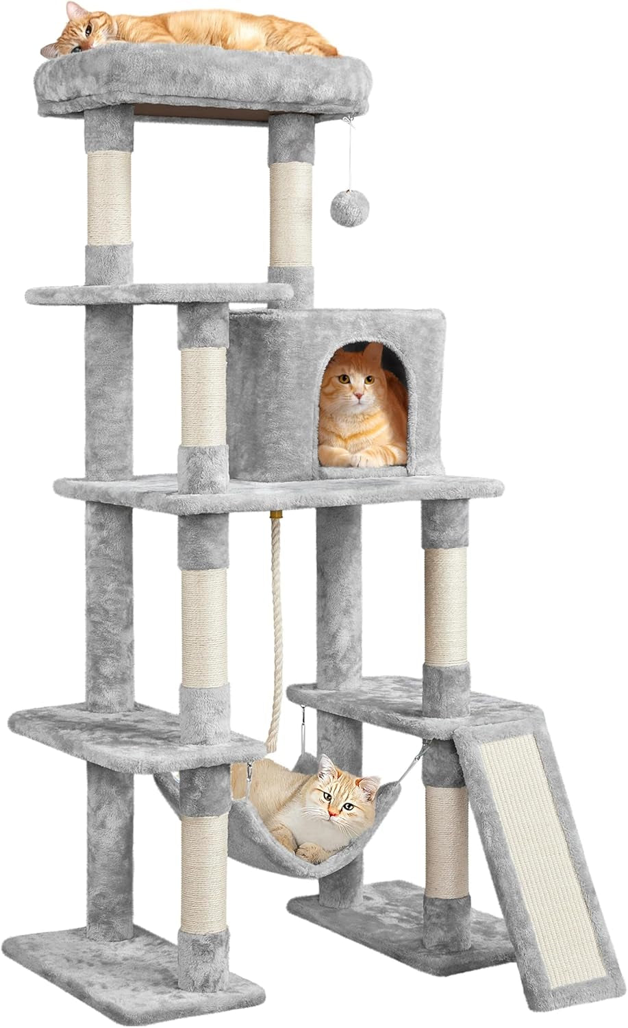yaheetech-54in-cat-tree-tower-for-large-cats-multi-level-condo-hammock-sisal-scratching-posts-roomy-condo-holds-up-to-22-lb-a-wide-21-inch-top-perch-fit-large-cats-dark-gray
