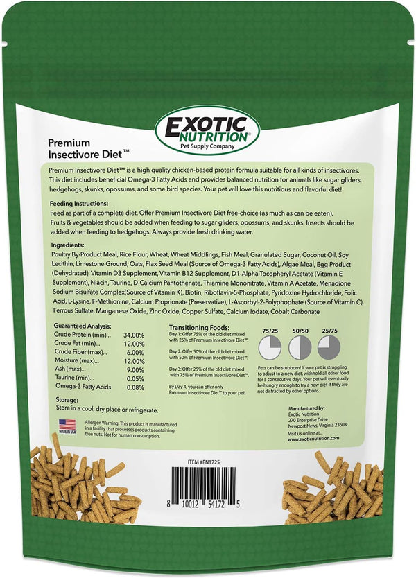 Premium Insectivore Diet (1.25Lb) - Healthy Nutritious Chicken Based High Protein Pellet Diet - for Sugar Gliders, Hedgehogs, Opossums, Skunks & Other Insectivores2