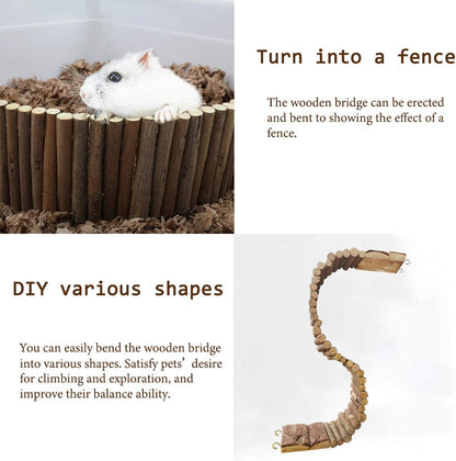 Hamiledyi Hamster Suspension Bridge 21.7 X 2.8 Inch Rat Long Bendy Bridge Wooden Climbing Ladder Cage Accessories for Syrian Hamster Gerbil Mouse Rat7