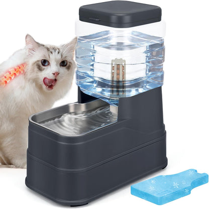 2.2 Gallon Pet Automatic Dog Water Dispenser Cat Gravity Waterer Feeder with Stainless Steel Bowl 8L Large Capacity Puppy Feeding Raised Bowls with Filter,Ice Pack14