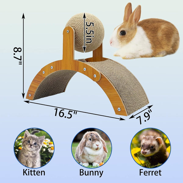 Fhiny Rabbit Scratch Toy, Natural Sisal Rabbit Scratching Ball with Cardboard Pad 2-In-1 Bunny Claw Scratcher Interactive Toys Nail Scratching Post for Indoor Pets Kittens Ferrets Small Animals6