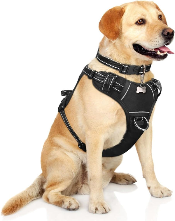 Dog Harness No Pull, Pet Harnesses with Dog Collar, Adjustable Reflective Oxford Outdoor Vest, Front/Back Leash Clips for Small, Medium, Large, Extra Large Dogs, Easy Control Handle for Walking26