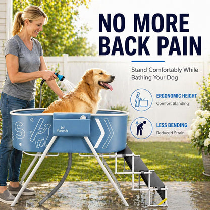 Furesh Foldable Dog Washing Station for Large Dogs with Stairs | Reinforced Aluminum Frame with Foldable Stairs for Safe, Elevated Bathing and Compact Storage.3