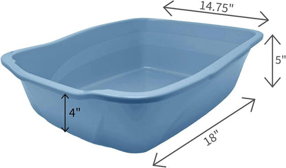Large Open Top Cat Litter Pan Low Entry Sides Stain & Odor Resistant High-Impact Plastic Litter Box for Kittens, Senior & Arthritic Cats Multi Cat Household, Usa-Made Blue Eco Recycled Pet Toilet Tray4