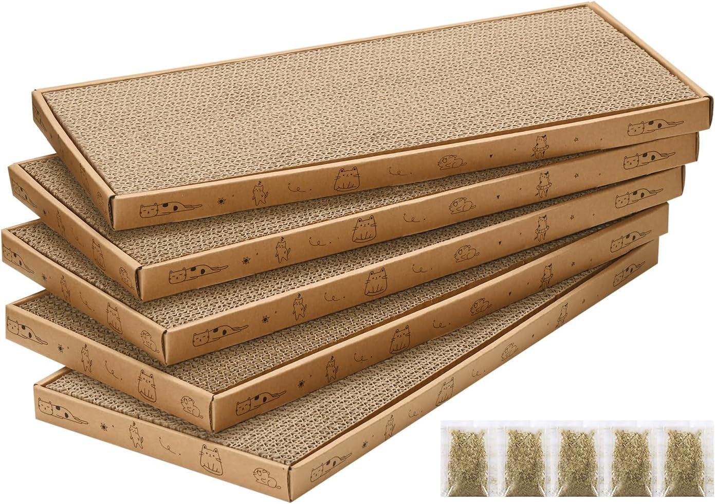 cat-scratcher-cardboard-with-box-durable-corrugate-scratching-kitty-sofa-lounge-bed-reversible-catnip-included-for-indoor-cats-cat-scratching-pad-cat-post-double-sided-design-large-box-5pcs