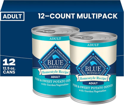 Blue Buffalo Homestyle Recipe Wet Dog Food Paté Variety Pack, Chicken Dinner & Beef Dinner with Garden Vegetables, Made with Natural Ingredients, 12.5-Oz. Can (6 Count, 3 of Each)24