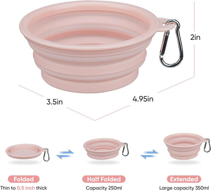 2-Pack Portable Pet Bowls, 12OZ Collapsible Dog & Cat Water Bowl with Hook | Bpa-Free Leak-Proof Foldable Food Dish for Small Medium Pets, Travel, Camping Daily Indoor&Outdoor Essentials4
