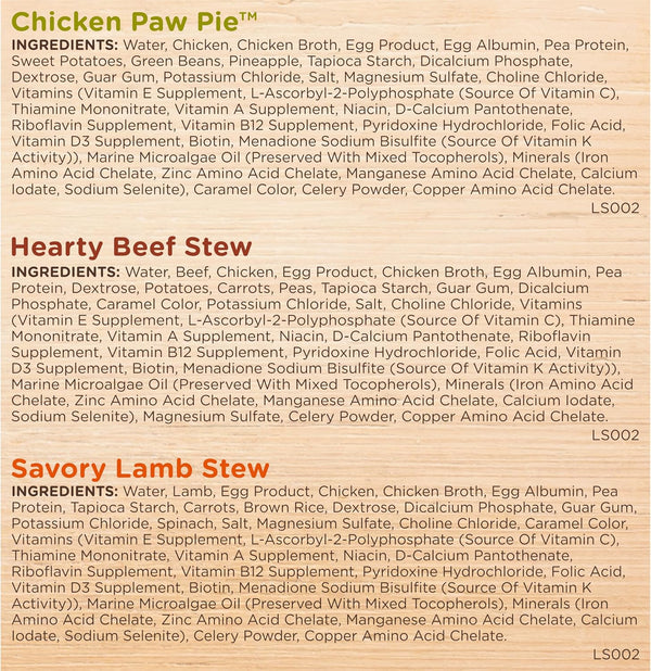 Nutrish Savory Favorites Wet Dog Food Variety Pack, 8 Oz Tubs (Rachael Ray) | Pack of 6, Includes 3 Delicious Flavors of Chicken Paw Pie, Hearty Beef Stew & Savory Lamb Stew, No Artificial Flavors8