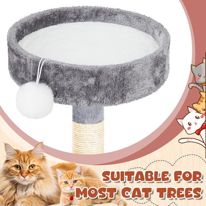 Abbylike 3 Pack 14" round Cat Dog Bed Cushion Pad Mat Faux Rabbit Fur Pet Sleeping Mat with Small Ball Warm Plush anti Slip Washable Cat Tree Tower Replacement Cushion Pad for Carrier Crate, White7