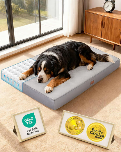 Ohgeni Orthopedic Waterproof Large Dog Bed, Memory Foam, 41 Inch(Gray) | Machine-Washable Removable Cover in Easy-Clean Fabric, Reversible Memory Foam & Easy-Carry Handle, Suitable for Crate16