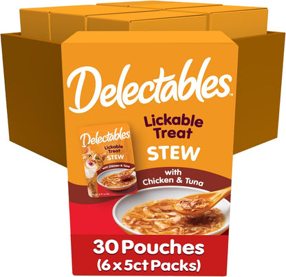 Delectables Lickable Treat Stew Wet Cat Treat Variety Pack, Food Topper, Hydrating, Grain-Free, No Fillers, No By-Products, No Added Preservatives, 1.4Oz Pouch, 12Ct13