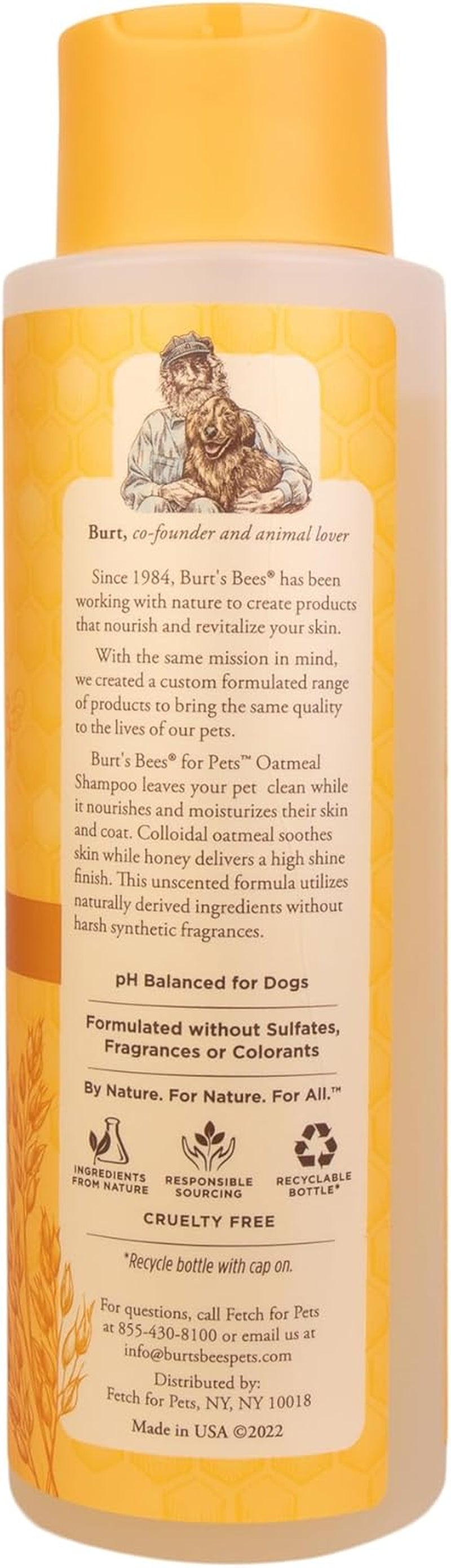 burts-bees-for-pets-oatmeal-dog-shampoo-with-honey-unscented-16-fl-oz-soothing-colloidal-oat-flour-formula-for-itchy-sensitive-dog-skin-ph-balanced-and-sulfate-free-for-regular-use