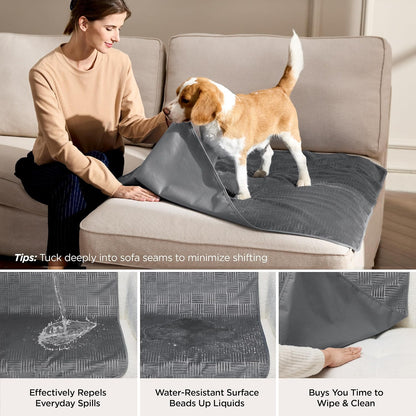 Bedsure Waterproof Couch Cover for Dogs Washable - Waterproof Blanket for Large Dogs Couch Sofa Bed Cozy, Lightweight Furniture Protector for Pet Cat Quick Drying, Ash Grey, 52X82In2