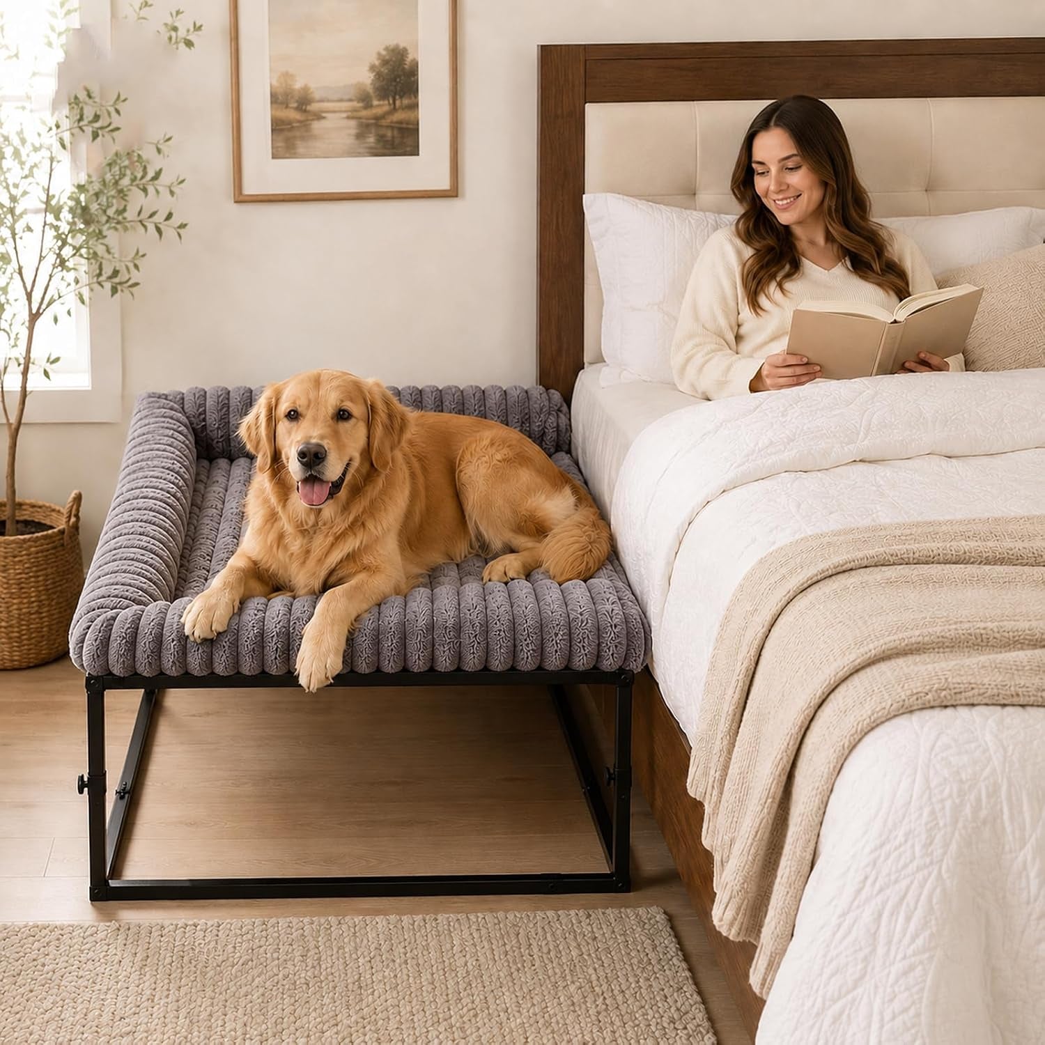 adjustable-bedside-dog-bed-for-medium-dogs-elevated-co-sleeper-dog-bed-with-reinforced-metal-frame-thick-supportive-cushion-mattress-washable-cover-dog-bedside-sleeper-for-dogs-cats