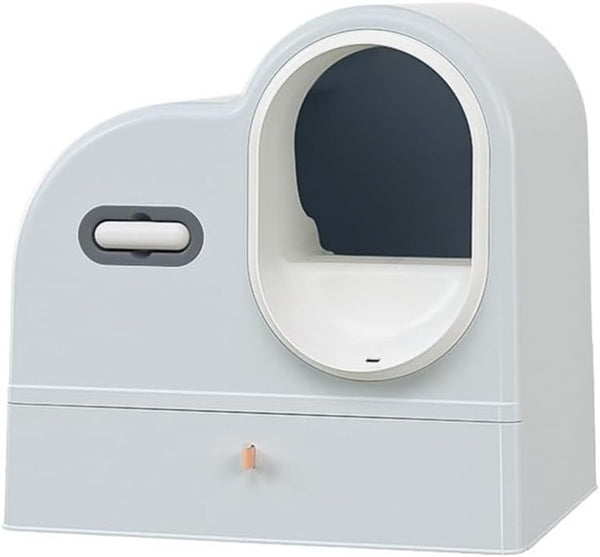 Pet Supplies, Enclosed Cat Litter Box with Drawer, Splash Proof Large Space Pan(Gray)1