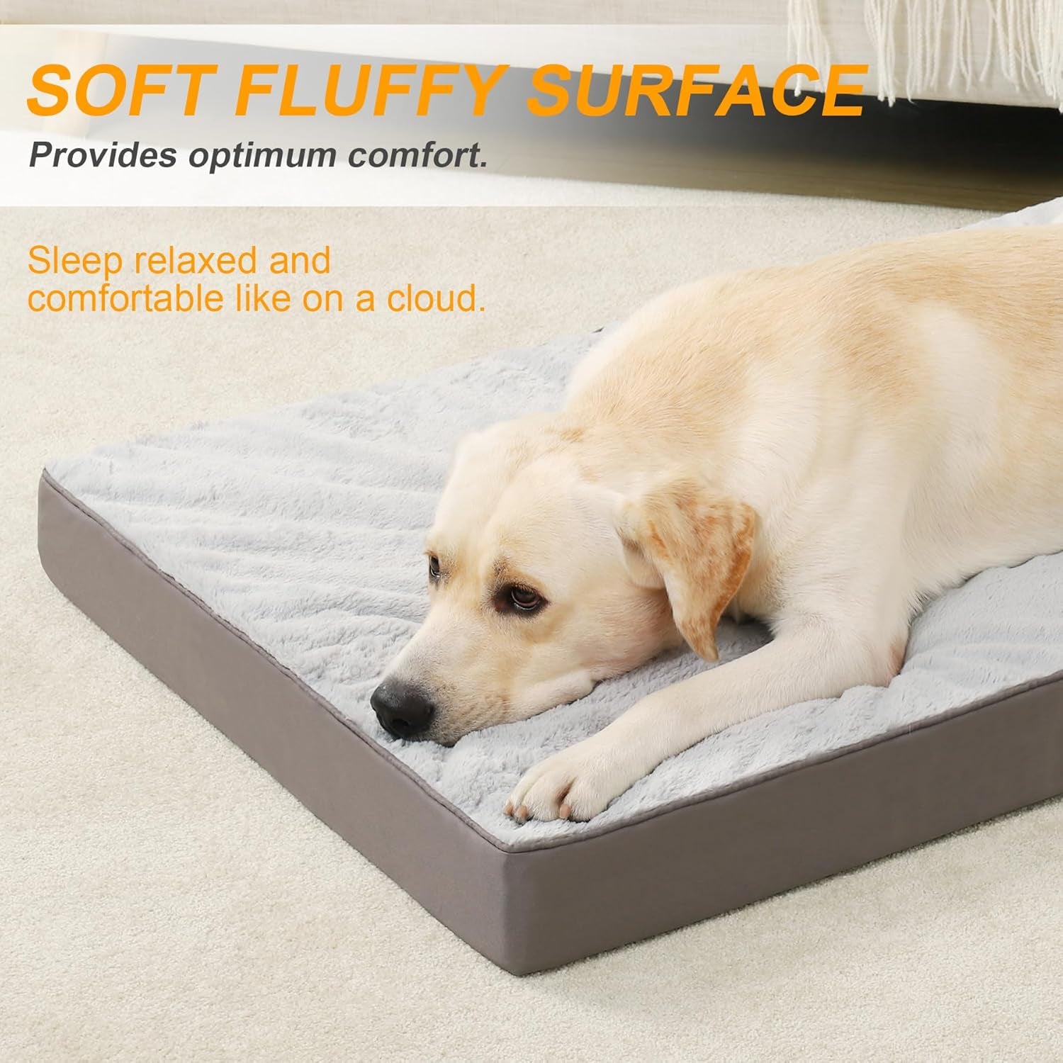 ksiia-orthopedic-dog-bed-for-large-dogs-with-waterproof-lining-grey-35x22-deluxe-soft-plush-dog-crate-bed-washable-pet-mat-with-removable-cover-egg-crate-foam-for-large-dogs-sleeping-relaxing