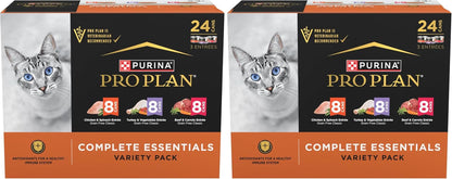 Purina Pro Plan Complete Essentials Chicken, Turkey and Beef Grain Free Wet Cat Food Variety Pack - (24) 3 Oz. Cans11