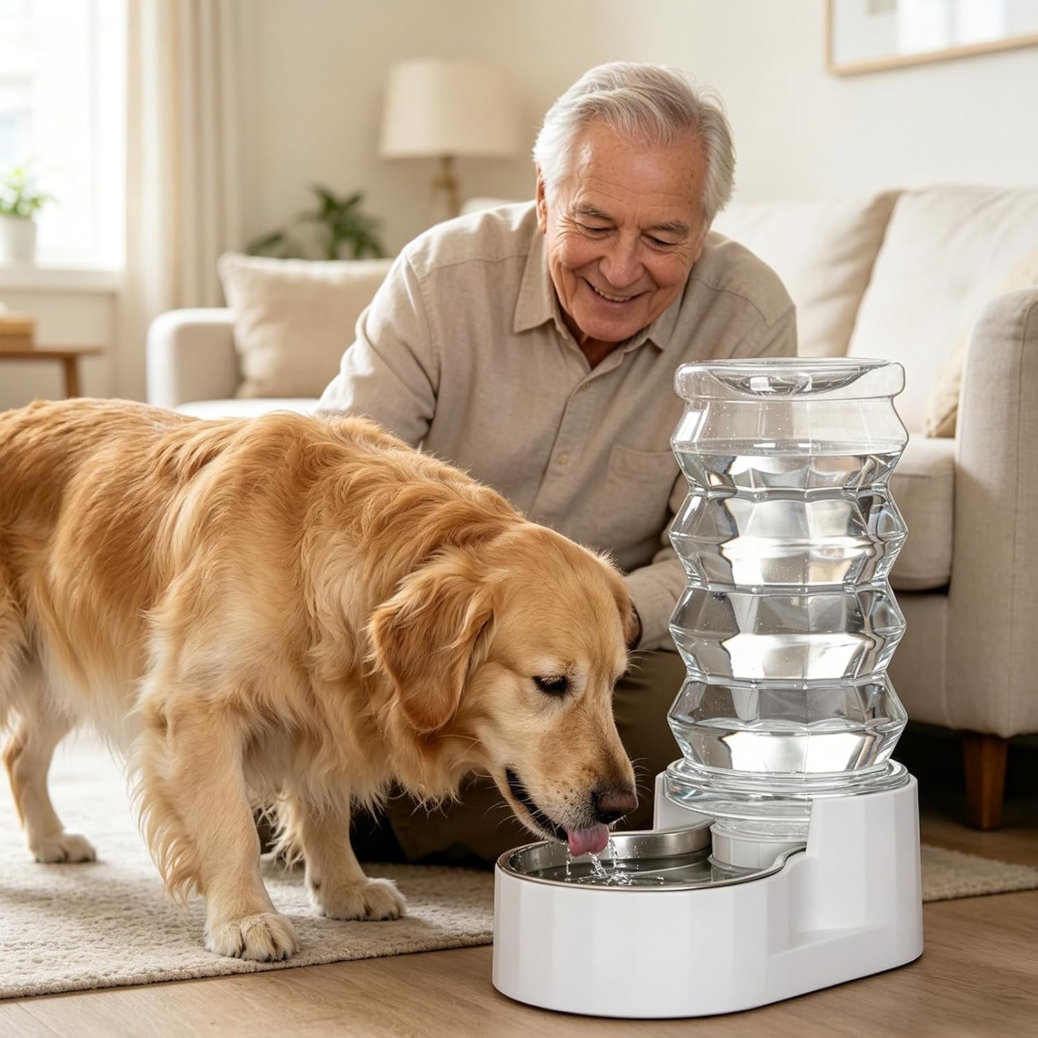 rizzari-8l-gravity-dog-water-dispenser-stainless-steel-bowl-anti-splash-wide-mouth-easy-cleaning-dishwasher-safe-no-electricity-needed-filtered-fresh-water-multi-pet-homes