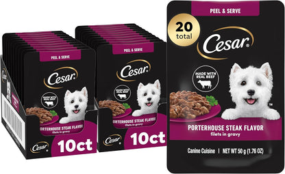 Cesar Mini-Pouch Wet Dog Food, Filet Variety Pack, 1.76 Oz, 40 Count | 3 Flavors: Rotisserie Chicken, Filet Mignon, Wood-Grilled Chicken, Real Chicken or Beef, Easy Peel-And-Serve, Protein-Packed13