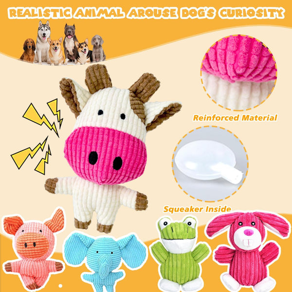 MRSOHRET 5 Pack Dog Toys Squeaky, Tough Stuffed Plush Puppy Chew Toys for Teething, Durable Plush Dog Toy for Large Medium Small Breed to Keep Them Busy3