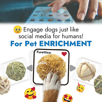 Dog Chew Toys, 3Pcs Woven Grass Chew Ball for Dogs, Dental Teething & Interactive Fetch Toys, Outdoor Digestible Chew Ball for Boredom Relief - Seaweed & Timothy Hay, Cornsilk, Cornleaf4