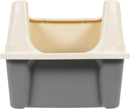 Amazon Basics Large Cat Litter Box with High Sides, Open Top for Easy Access, Includes Scoop with Storage, 19" X 15" X 11.75", Grey/Beige4