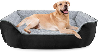 JOEJOY Rectangle Dog Bed for Large Medium Small Dogs - Washable Orthopedic Sofa Bed, Soft Breathable Puppy & Pet Cuddler, Durable Calming Dog Bed with Anti-Slip Bottom, Multiple Sizes, Beige22