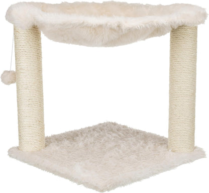 TRIXIE Baza XXL Cat Scratching Posts, Indoor Cat Furniture with Plush Hammock, Jute Scratcher Posts and Dangling Toy Ball, 18.1" L X 18.1" W X 19.7" H, Cream1