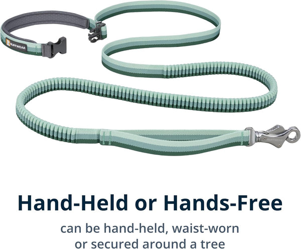 Ruffwear, Roamer Bungee Dog Leash for Running, Biking or Hiking, Can Be Used Hand-Held or Hands-Free, River Rock Green, 5.5'-7'4