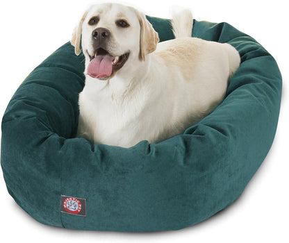 Majestic Pet 40 Inch Micro Velvet Calming Dog Bed Washable – Cozy Soft round Dog Bed with Spine for Head Support - Fluffy Donut Dog Bed 40X29X9 (Inch) – round Pet Bed Large – Pearl32