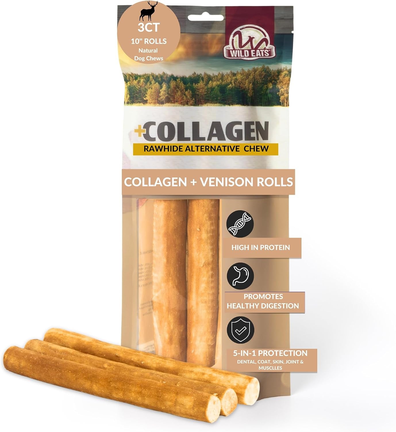 wild-eats-real-duck-collagen-bully-sticks-for-dogs-25-pack-rawhide-free-no-hide-chew-treat-made-without-grain-5-inch-size-high-protein-satisfies-natural-gnawing-urges-suits-all-breeds