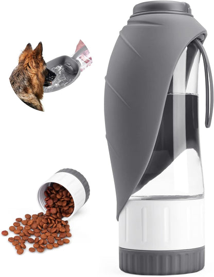 TIOVERY Upgraded Dog Water Bottle, Portable Dog Cat Puppy Pet Water Dispenser Feeder with Drinking Cup and Food Container Leak Proof for Outdoor Walking, Travel, Hiking 12OZ13