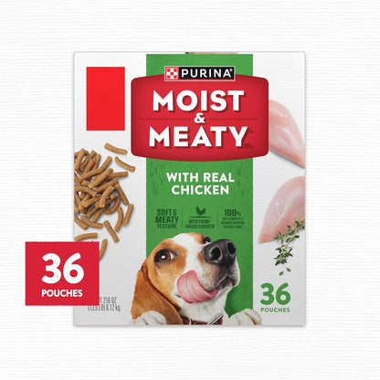 Purina Moist and Meaty with Real Chicken Recipe Soft Dog Food Pouches - 36 Ct. Box9