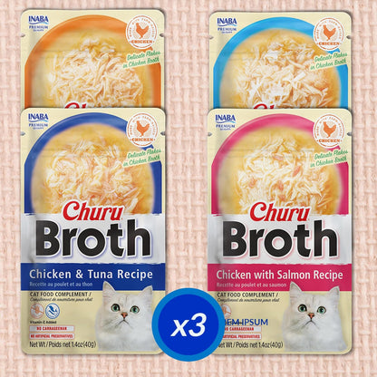 INABA Churu Broth for Cats, Side Dish Pouch, 1.4 Ounces per Pouch, 24 Pouches, Chicken & Seafood Variety5