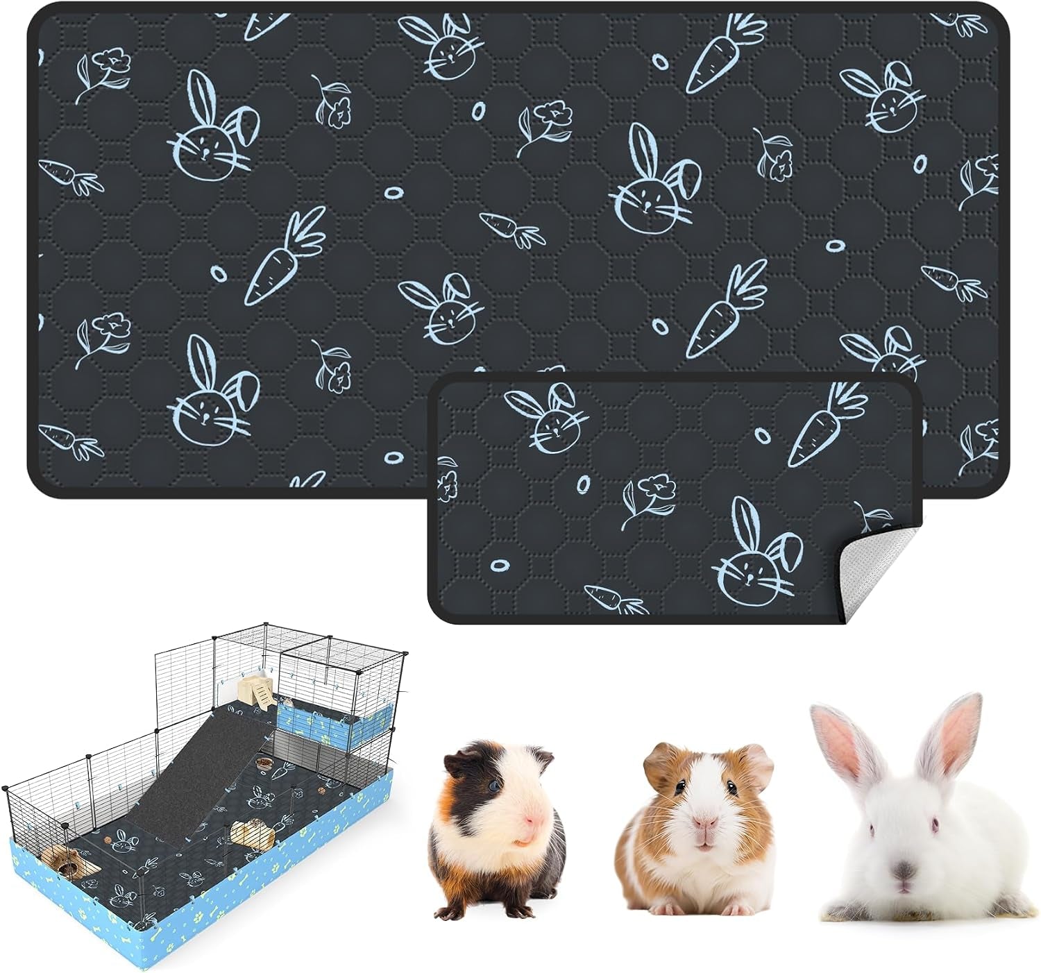 2-pack-guinea-pig-cage-liner-24-x-47-reusable-guinea-pig-bedding-washable-absorbent-pee-pads-for-dogs-rabbit-chinchilla-hamster-leakproof-anti-slip