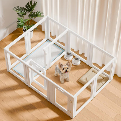 EVERFRONT Clear Acrylic Dog Playpen - Clear Dog Play Pen - Easy Assemble Acrylic Dog Playpen - Puppy Playpen, Cat Playpen, Small Animal Playpen, Dog Play Pen Indoors (24", 10 Panels)12