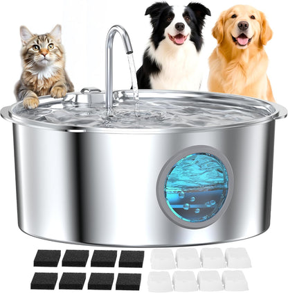 Dog Water Fountain for Large Dogs: Stainless Steel Dog Fountain Water Bowl - 3.2Gal/406Oz/12L Super Quiet Big Cat Water Fountain with Visual Water Level -Great for Large Dogs Cats and Multi-Pet Home9